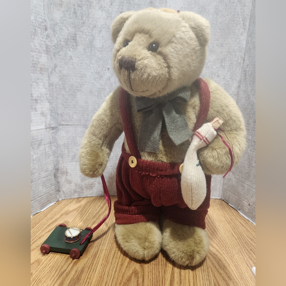 Christmas Teddy Bear 17" Standing Hat Stocking Wagon Creative Design